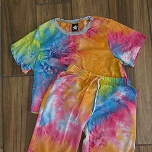 Girls Tie-Dye Pajama Set - Multicolor